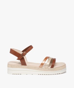 Sandales fille compensées à fines brides brillantes vue1 - GEMO (ENFANT) - GEMO