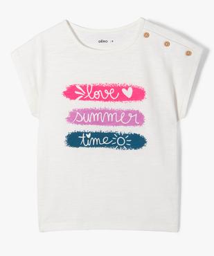 Tee-shirt fille avec motif sur le buste et boutons sur l’épaule vue1 - GEMO 4G FILLE - GEMO
