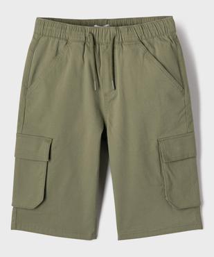 Bermuda en coton stretch coupe Loose avec poches à rabat garçon vue1 - GEMO 4G GARCON - GEMO