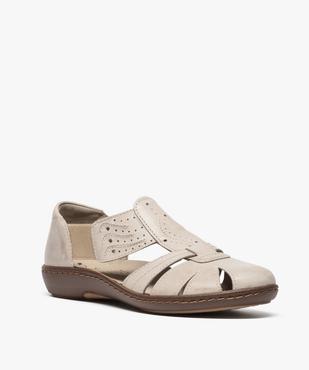 Sandales femme confort dessus cuir à brides élastiquées vue2 - GEMO (CONFORT) - GEMO