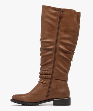 Bottes femme casual effet plissé avec brides fantaisie vue4 - GEMO (CASUAL) - GEMO