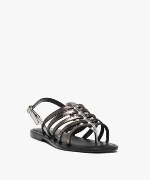 Sandales femme à brides style spartiates dessus cuir brillant vue2 - GEMO (CASUAL) - GEMO