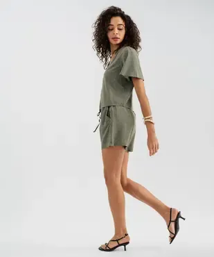 Blouse manches courtes en viscose fluide imprimée femme vue4 - GEMO 4G FEMME - GEMO