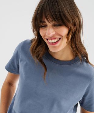 Tee-shirt manches courtes et col rond uni en coton résistant femme vue3 - GEMO(FEMME PAP) - GEMO