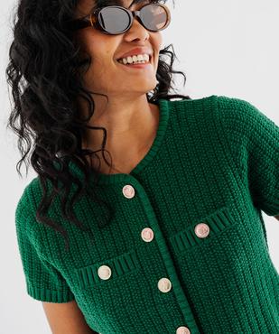 Pull manches courtes en maille texturée à boutons femme vue2 - GEMO(FEMME PAP) - GEMO