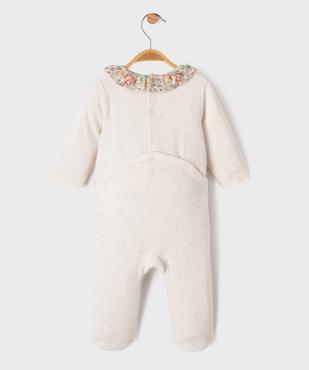 Pyjama en velours à col volanté fleuri bébé vue3 - GEMO 4G BEBE - GEMO