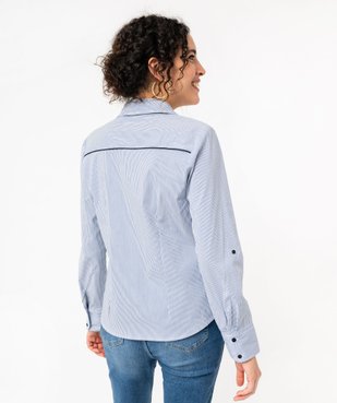 Chemise femme rayée coupe ajustée en coton stretch vue3 - GEMO(FEMME PAP) - GEMO