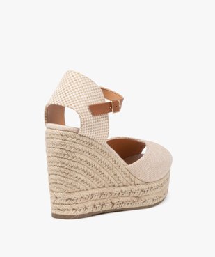 Sandales femme compensées dessus en toile unie vue4 - GEMO(URBAIN) - GEMO
