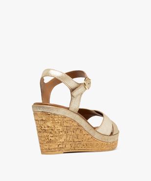 Sandales à brides en cuir métallisé et semelle compensée femme - Tanéo vue4 - TANEO - GEMO