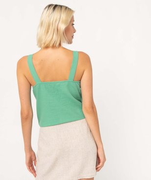 Débardeur femme avec bretelles fantaisie contenant du lin vue3 - GEMO 4G FEMME - GEMO
