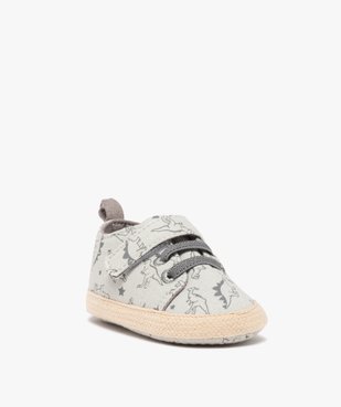 Chaussons de naissance bébé garçon en toile dinosaures vue2 - GEMO 4G BEBE - GEMO