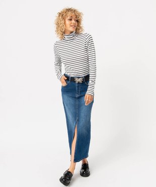 Jupe longue en denim fendue devant femme vue5 - GEMO(FEMME PAP) - GEMO