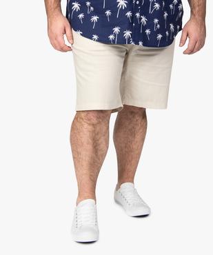 Bermuda homme grande taille en lin avec taille élastiquée  vue1 - GEMO (HOMME) - GEMO