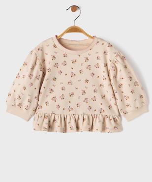 Sweat imprimé à volants bébé fille vue1 - GEMO 4G BEBE - GEMO