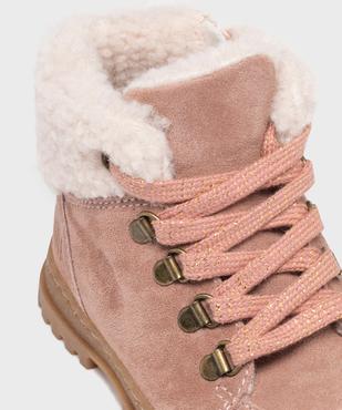 Boots bébé fille fourrées à col sherpa et dessus en cuir suédé - NA! vue14 - NA! - GEMO