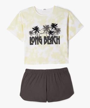 Pyjashort bicolore avec motif plage fille vue1 - GEMO 4G FILLE - GEMO