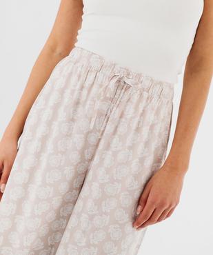 Bas de pyjama large imprimé en viscose femme vue2 - GEMO 4G FEMME - GEMO