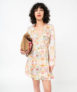 Robe portefeuille à motifs fleuris femme vue1 - GEMO(FEMME PAP) - GEMO