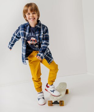 Pantalon jogger en twill de coton taille élastique garçon vue5 - GEMO (ENFANT) - GEMO