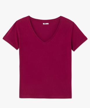 Tee-shirt femme à manches courtes avec col V vue4 - GEMO(FEMME PAP) - GEMO