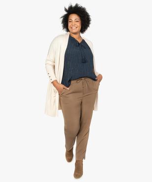 Pantalon femme en toile avec ceinture élastiquée vue5 - GEMO (G TAILLE) - GEMO