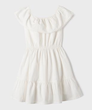 Robe à volants en coton avec col Bardot élastique fille vue1 - GEMO (JUNIOR) - GEMO