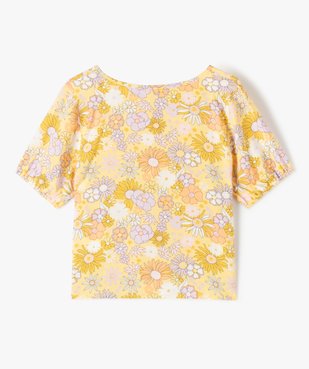 Chemise fille à manches courtes et motifs fleuris vue3 - GEMO 4G FILLE - GEMO