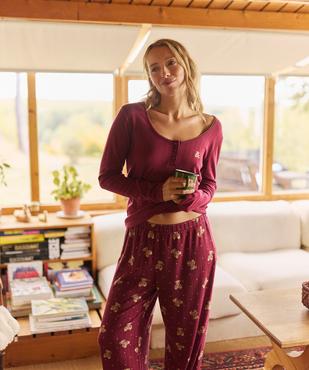Pyjama côtelé femme - LuluCastagnette vue6 - LULUCASTAGNETTE - GEMO
