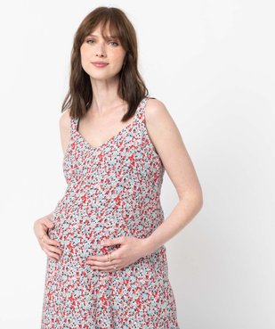 Robe de grossesse longue à bretelles avec motifs fleuris vue2 - GEMO (MATER) - GEMO