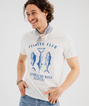 Tee-shirt manches courtes en jersey de coton imprimé homme vue1 - GEMO 4G HOMME - GEMO