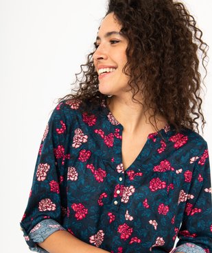 Tee-shirt à manches longues imprimé en polyester recyclé femme vue2 - GEMO 4G FEMME - GEMO