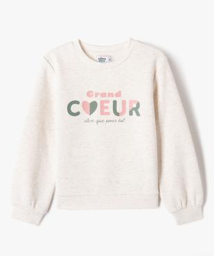 Sweat molletonné avec motif girly fille vue2 - GEMO 4G FILLE - GEMO
