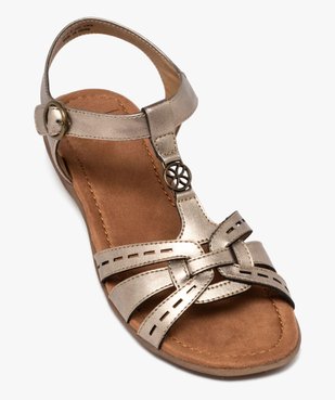 Sandales femme confort à brides unies avec bijou central fantaisie vue5 - GEMO (CONFORT) - GEMO