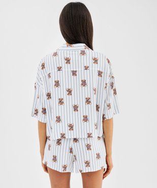 Pyjashort fluide à haut chemise femme - LuluCastagnette vue3 - LULUCASTAGNETTE - GEMO