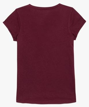 Tee-shirt fille avec coton bio et manches courtes à revers vue2 - GEMO 4G FILLE - GEMO