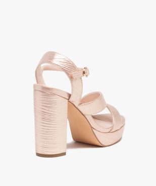 Sandales femme à talon carré et dessus textile brillant vue5 - GEMO(URBAIN) - GEMO