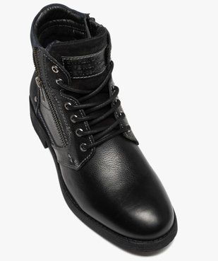 Boots homme dessus cuir uni détails métalliques - Taneo vue5 - TANEO - GEMO