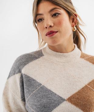 Pull oversize à motif jacquard femme vue2 - GEMO 4G FEMME - GEMO