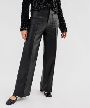 Pantalon flare en cuir imitation femme vue1 - GEMO(FEMME PAP) - GEMO