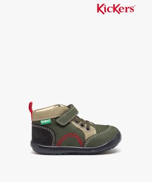 Chaussures premiers pas bébé garçon en cuir à lacets élastiques et à scratch - Kickers vue1 - KICKERS - GEMO
