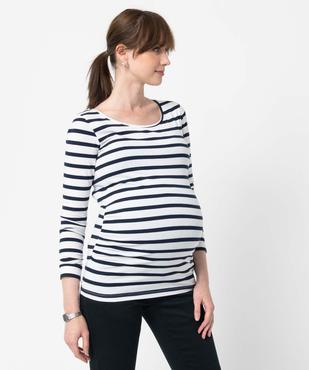 Tee-shirt de grossesse rayé à manches longues vue1 - GEMO 4G MATERN - GEMO