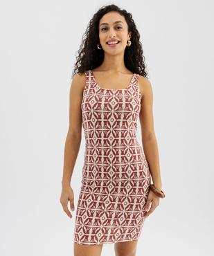 Robe courte à bretelles en jersey stretch imprimé femme vue1 - GEMO(FEMME PAP) - GEMO