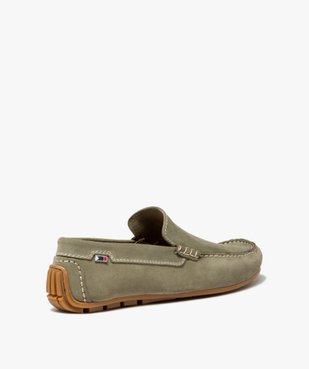 Mocassins homme unis dessus en cuir suédé à semelle crantée vue5 - GEMO (CASUAL) - GEMO