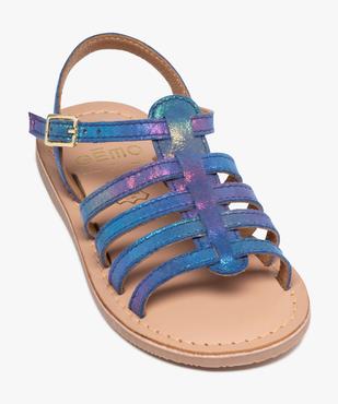 Sandales filles à brides multiples en cuir irisé vue5 - GEMO (ENFANT) - GEMO