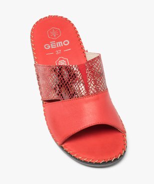 Mules femme confort compensées à brides en cuir vue5 - GEMO (CONFORT) - GEMO