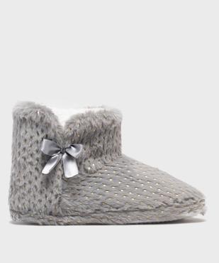 Chaussons montants en fourrure imitation et paillettes femme vue1 - GEMO 4G FEMME - GEMO