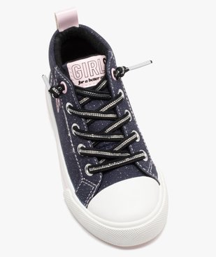 Baskets fille montantes déperlantes pailletée à lacets élastiques  vue5 - GEMO (ENFANT) - GEMO