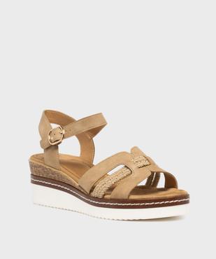 Sandales à talon compensé et brides multimatières femme - Valentina Baldano vue2 - VALENTINA BALDA - GEMO