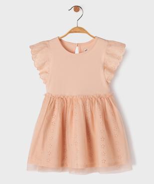 Robe brodée avec jupe en tulle bébé fille vue1 - GEMO(BEBE DEBT) - GEMO