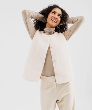 Veste sans manches en sherpa femme vue2 - GEMO 4G FEMME - GEMO